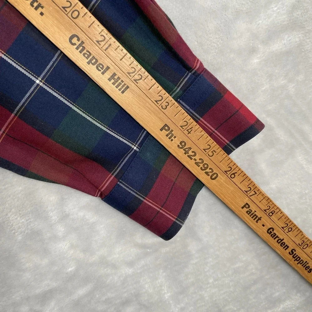 L.L. Bean Shirt Mens Large Tall Button Down Merino Wool Cotton Plaid Long Sleeve